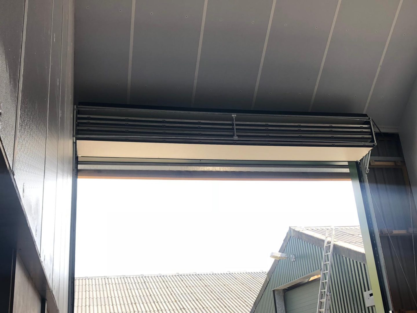 Folded up industrial door