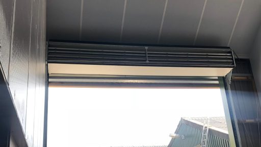 Folded up industrial door